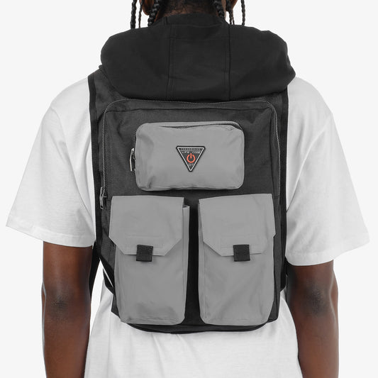 V19. SILVER REFLECTIVE BACKPACK VEST W/ HOOD