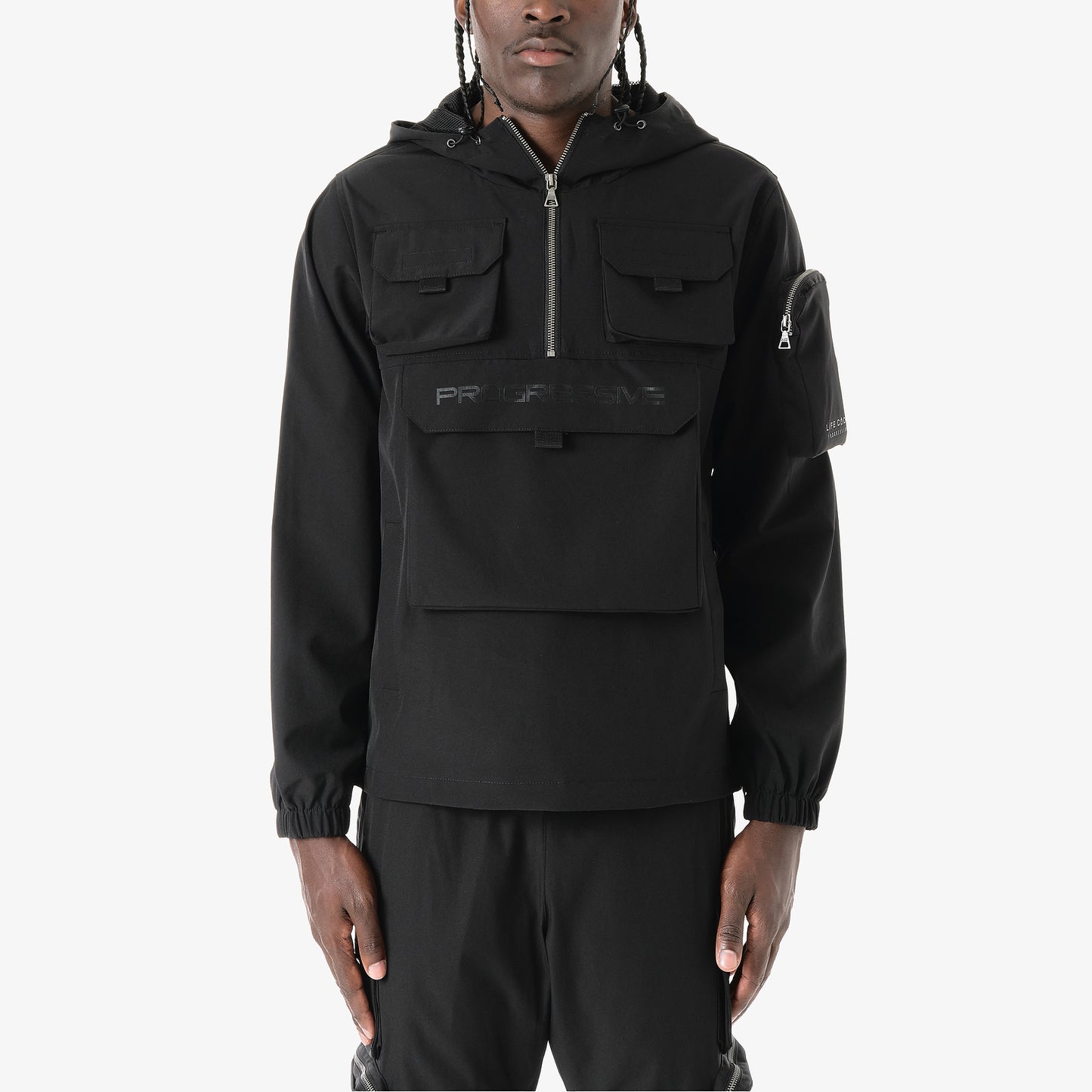 J05. BLACK PULLOVER WINDBREAKER
