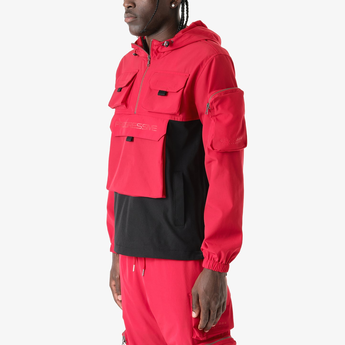J05. RED PULLOVER WINDBREAKER