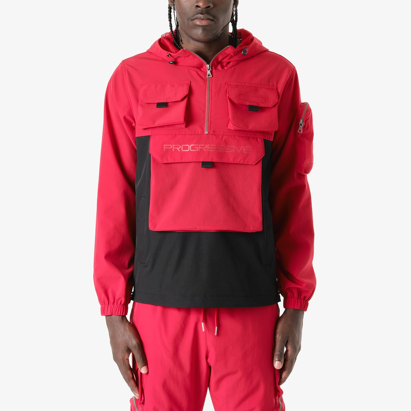 J05. RED PULLOVER WINDBREAKER