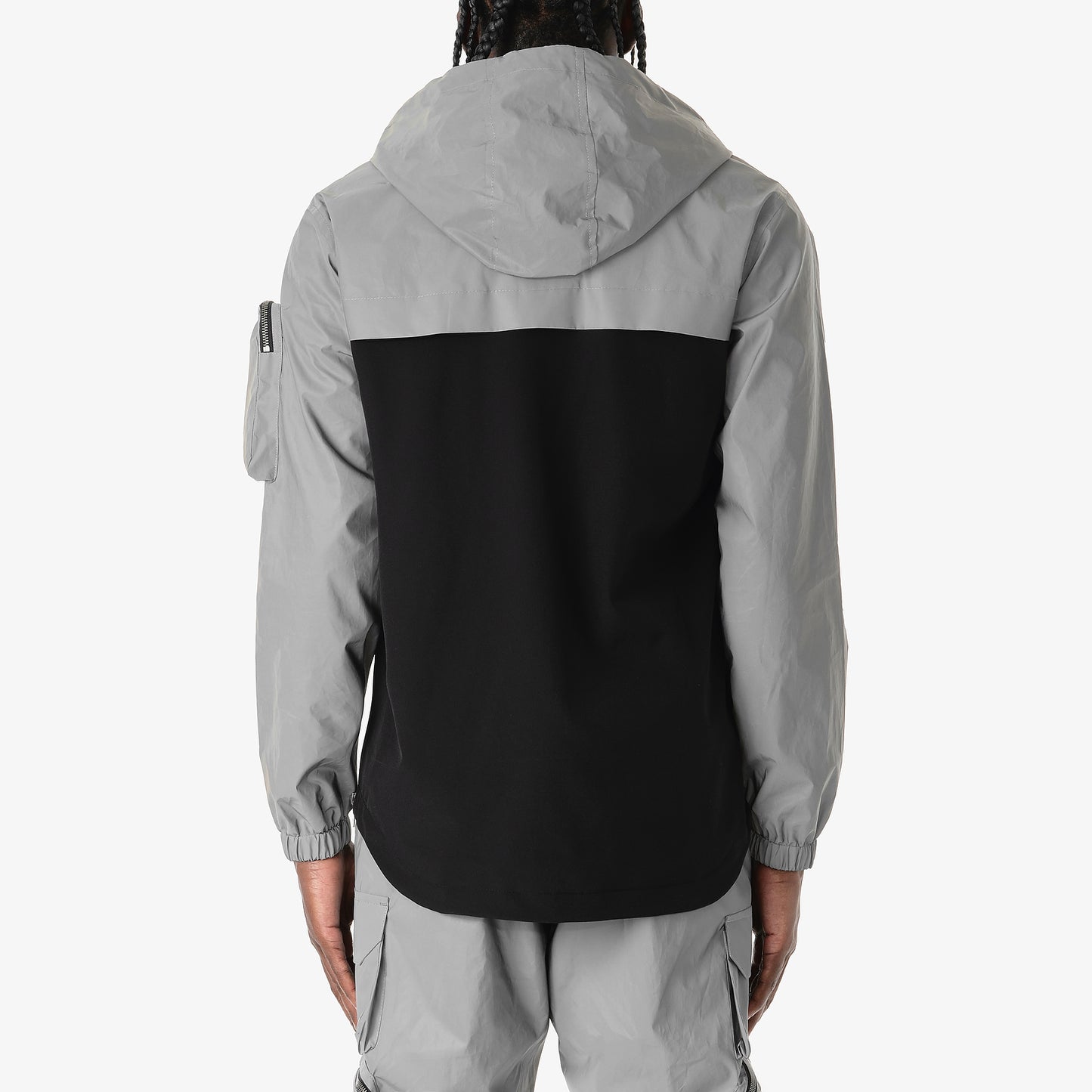 J05. SILVER (REFLECTIVE) PULLOVER WINDBREAKER