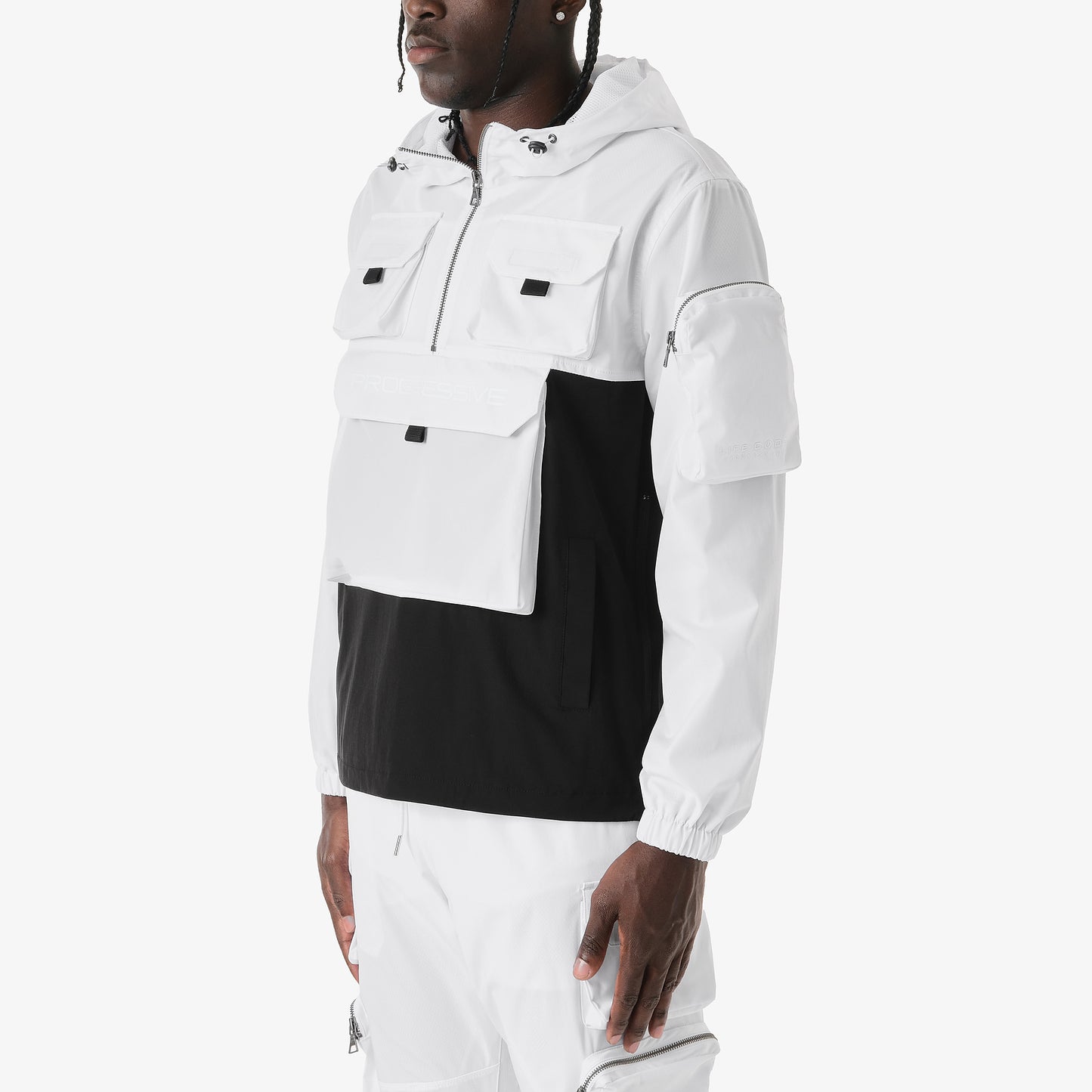 J05. WHITE PULLOVER WINDBREAKER