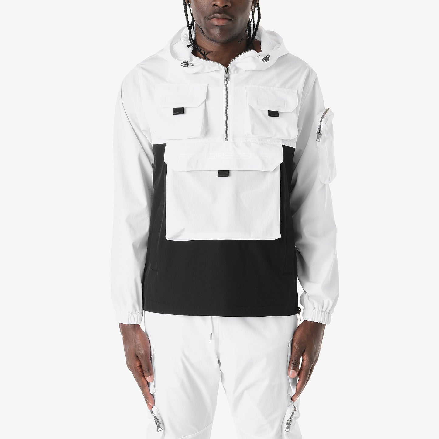 J05. WHITE PULLOVER WINDBREAKER