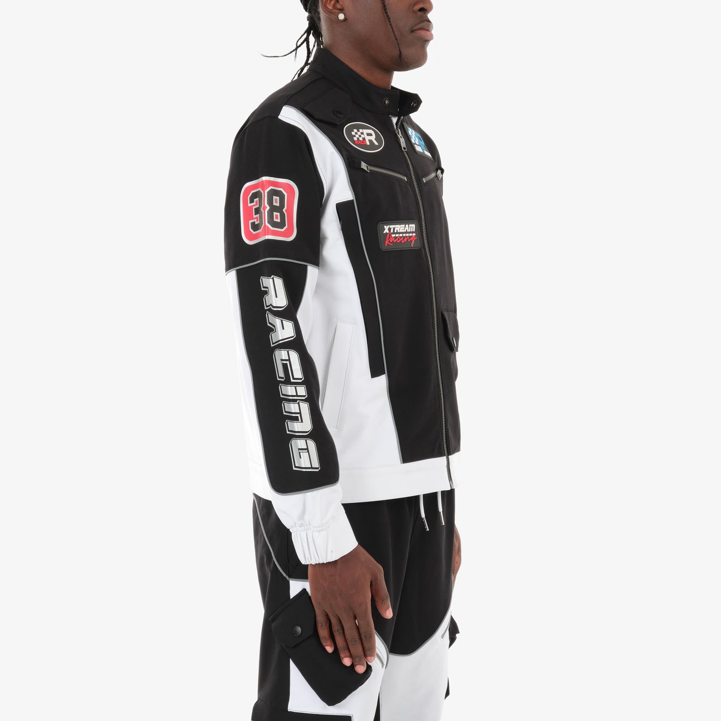 J91. BLACK / WHITE RACING JACKET