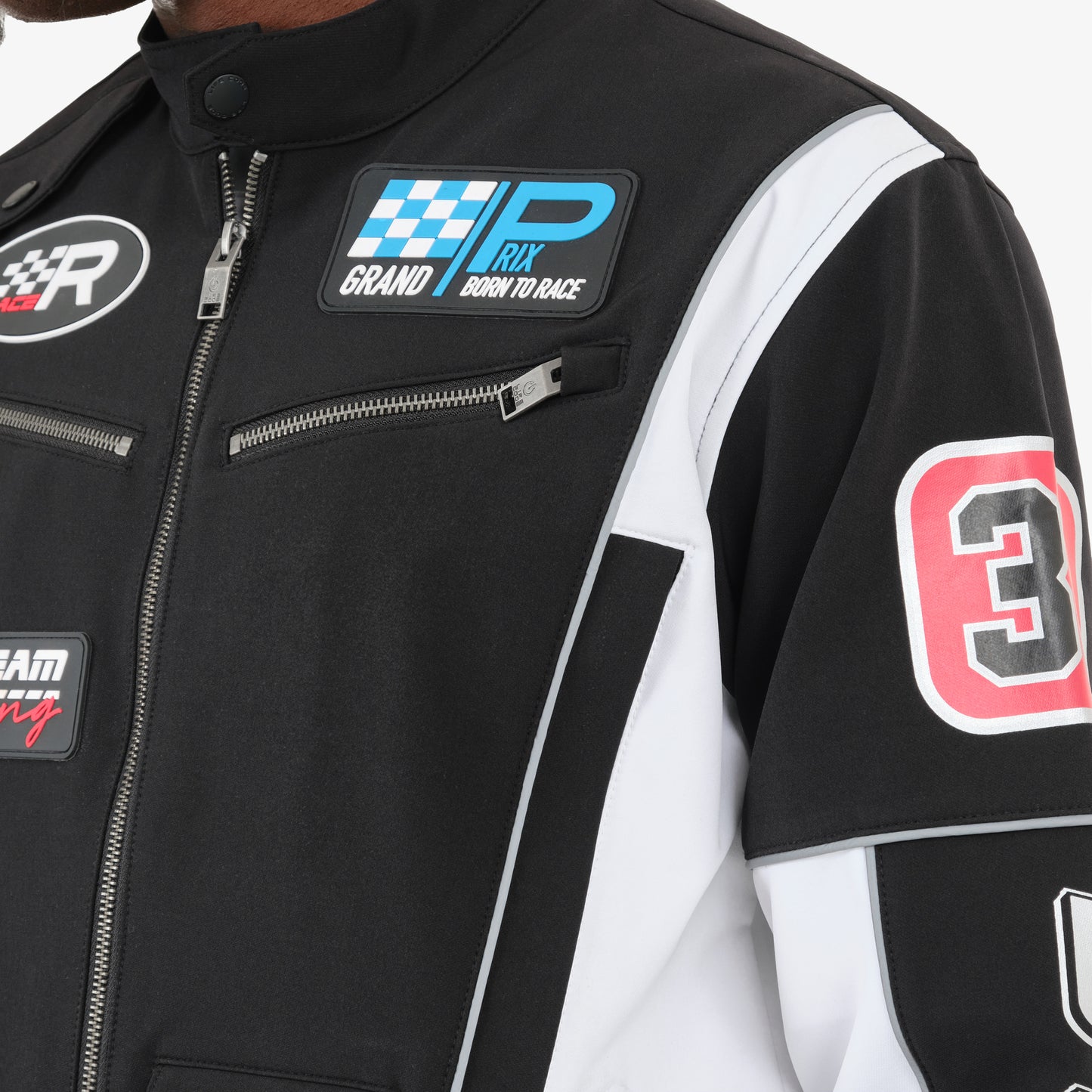 J91. BLACK / WHITE RACING JACKET