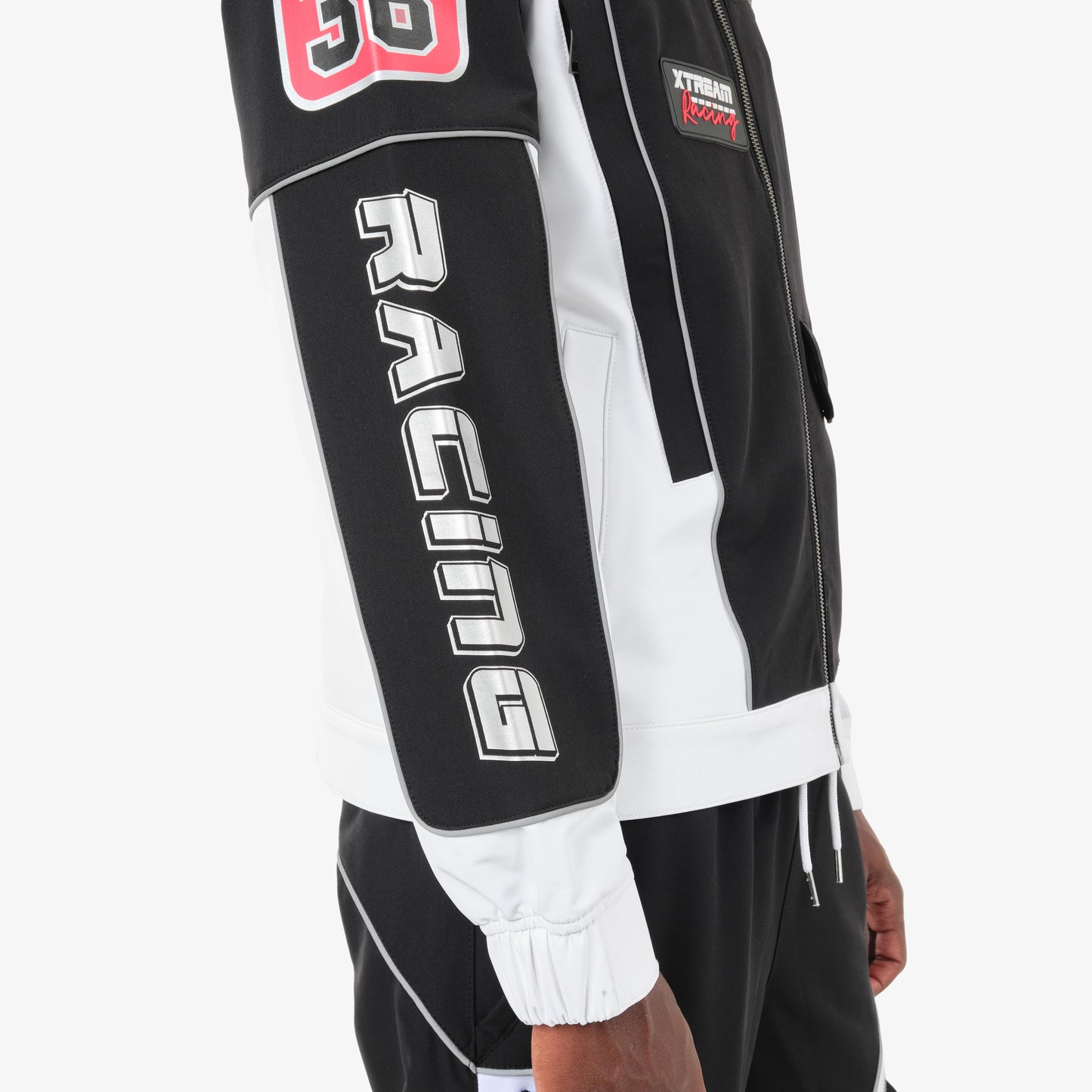 J91. BLACK / WHITE RACING JACKET