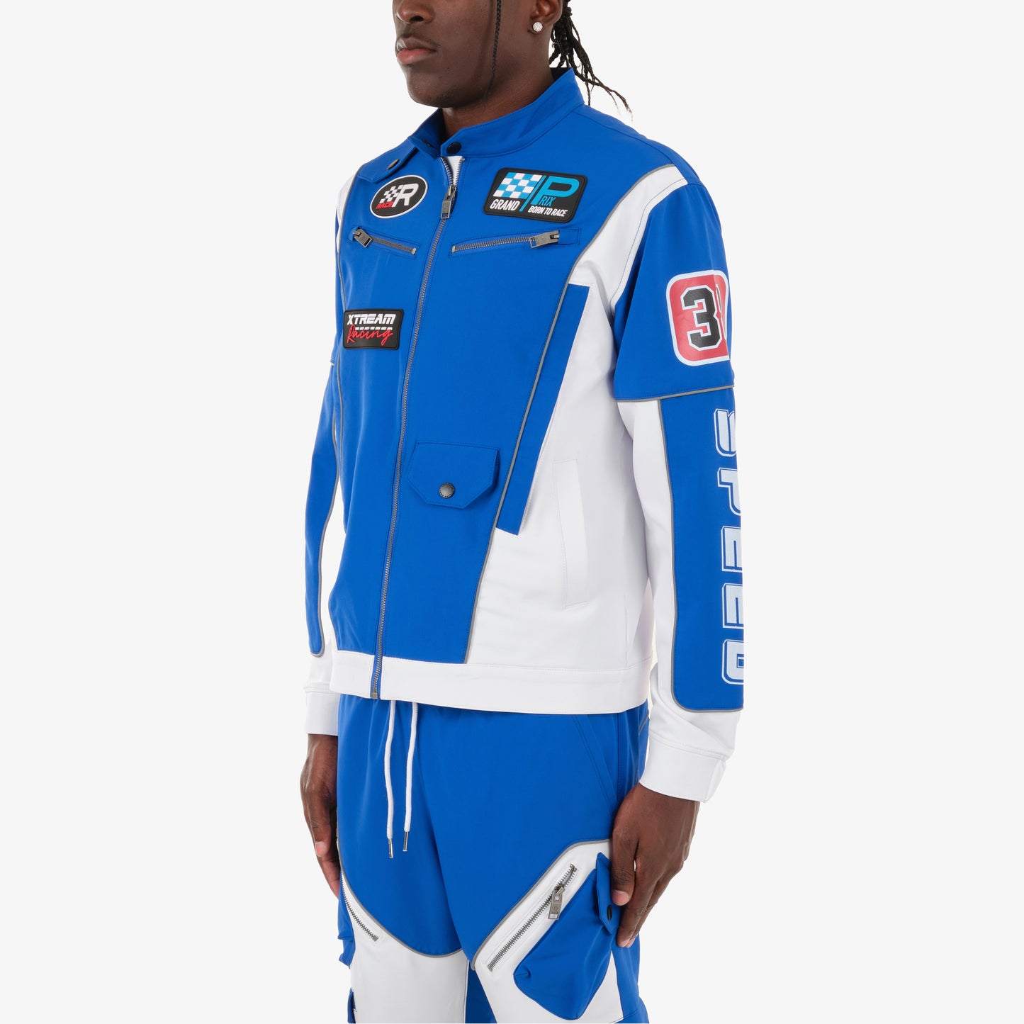 J91. ROYAL BLUE / WHITE RACING JACKET
