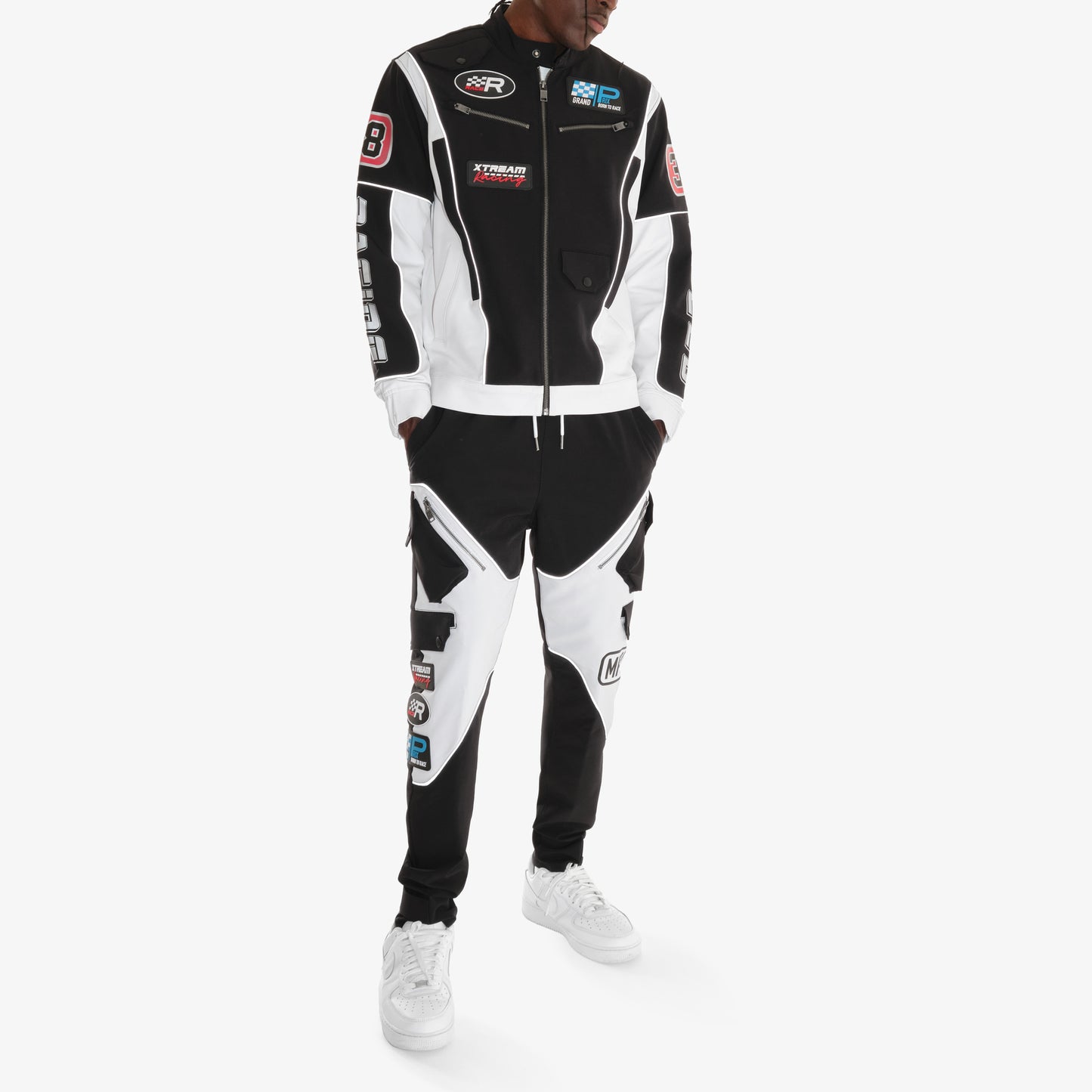 J91. BLACK / WHITE RACING JACKET