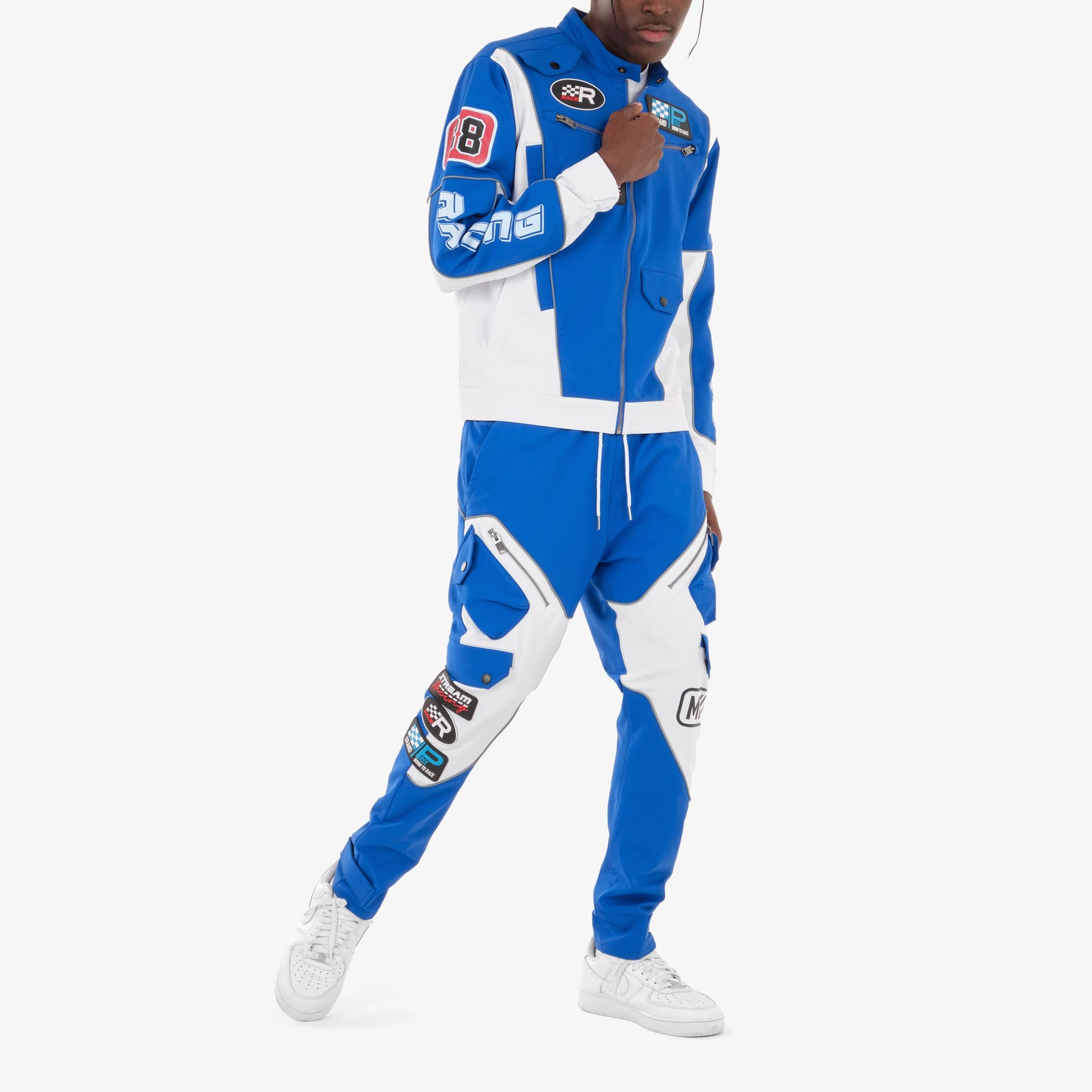 J91. ROYAL BLUE / WHITE RACING JACKET