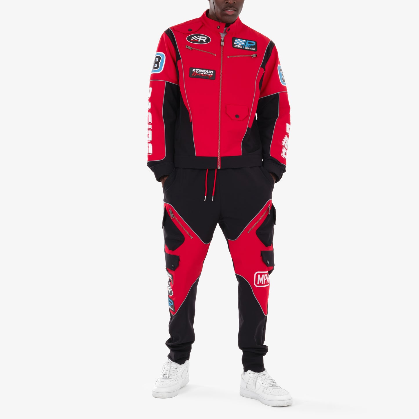 P90. RED / BLACK RACING PANTS