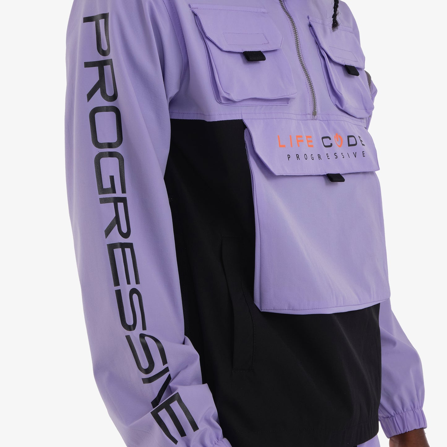 J03. LAVENDER / BLACK PULLOVER WINDBREAKER