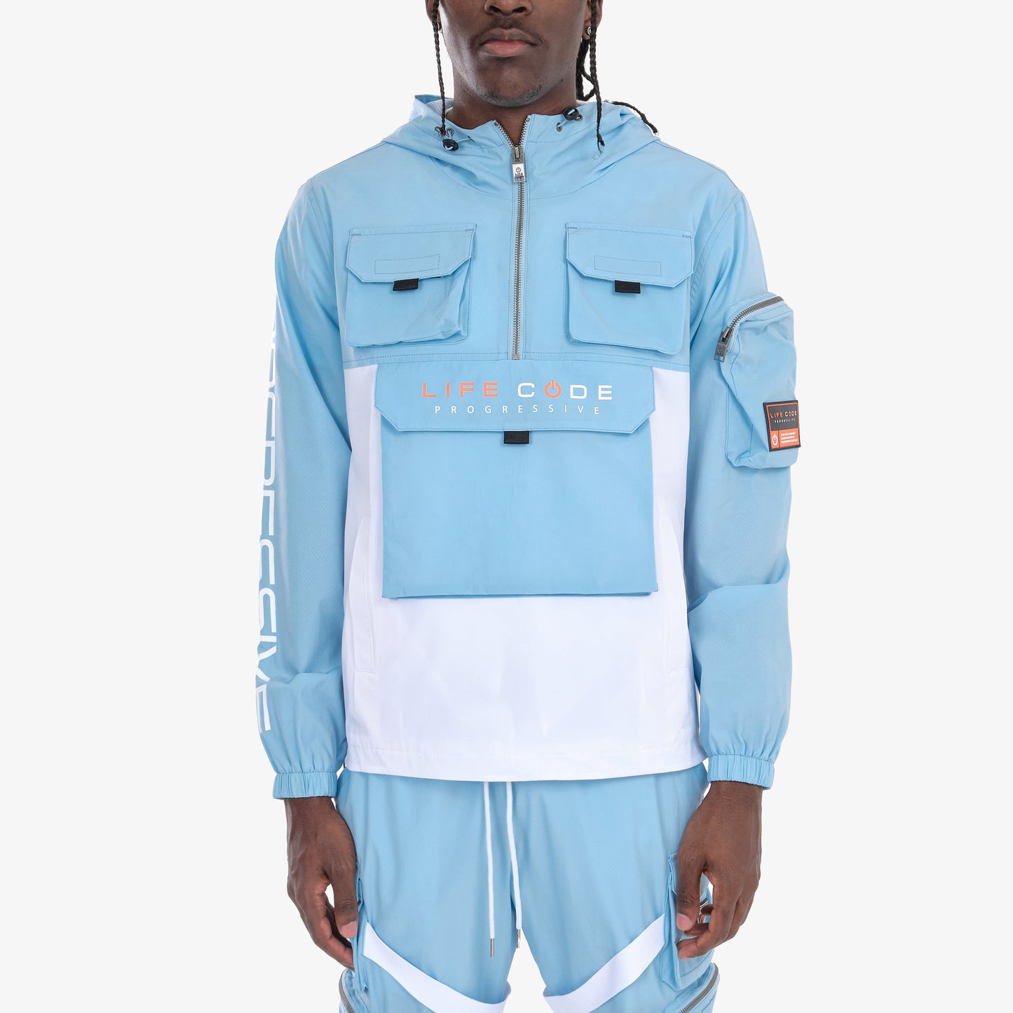 J03. LIGHT BLUE PULLOVER WINDBREAKER