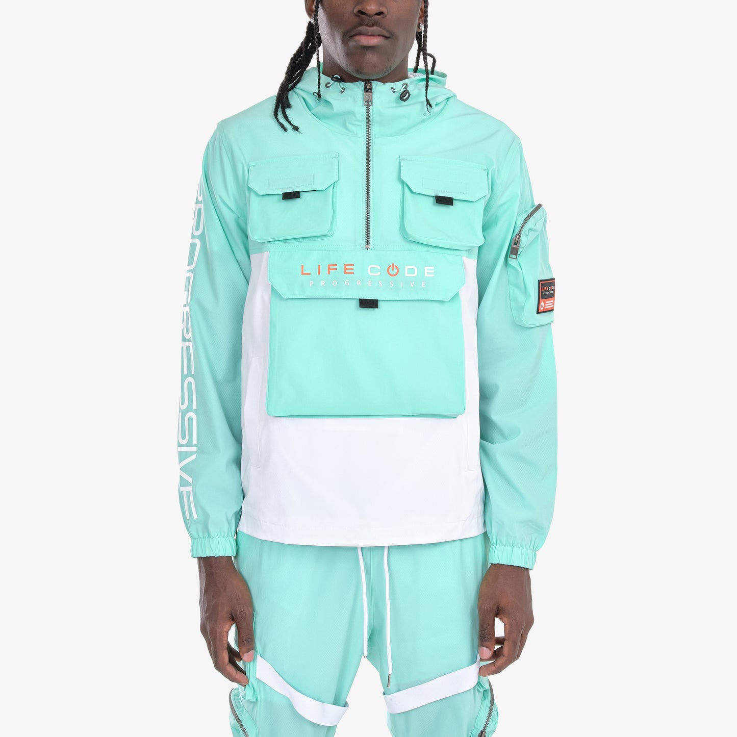 J03. MINT PULLOVER WINDBREAKER