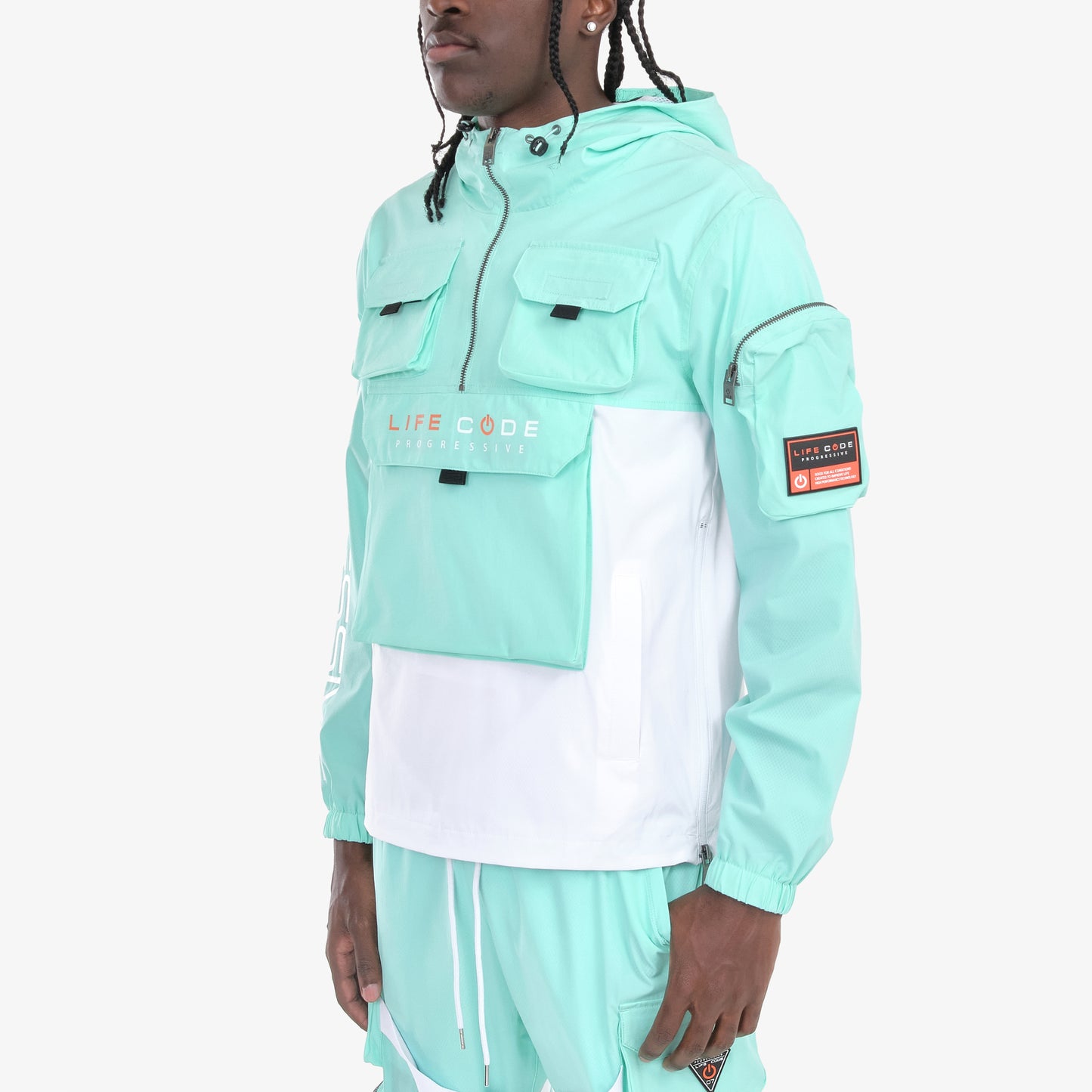 J03. MINT PULLOVER WINDBREAKER
