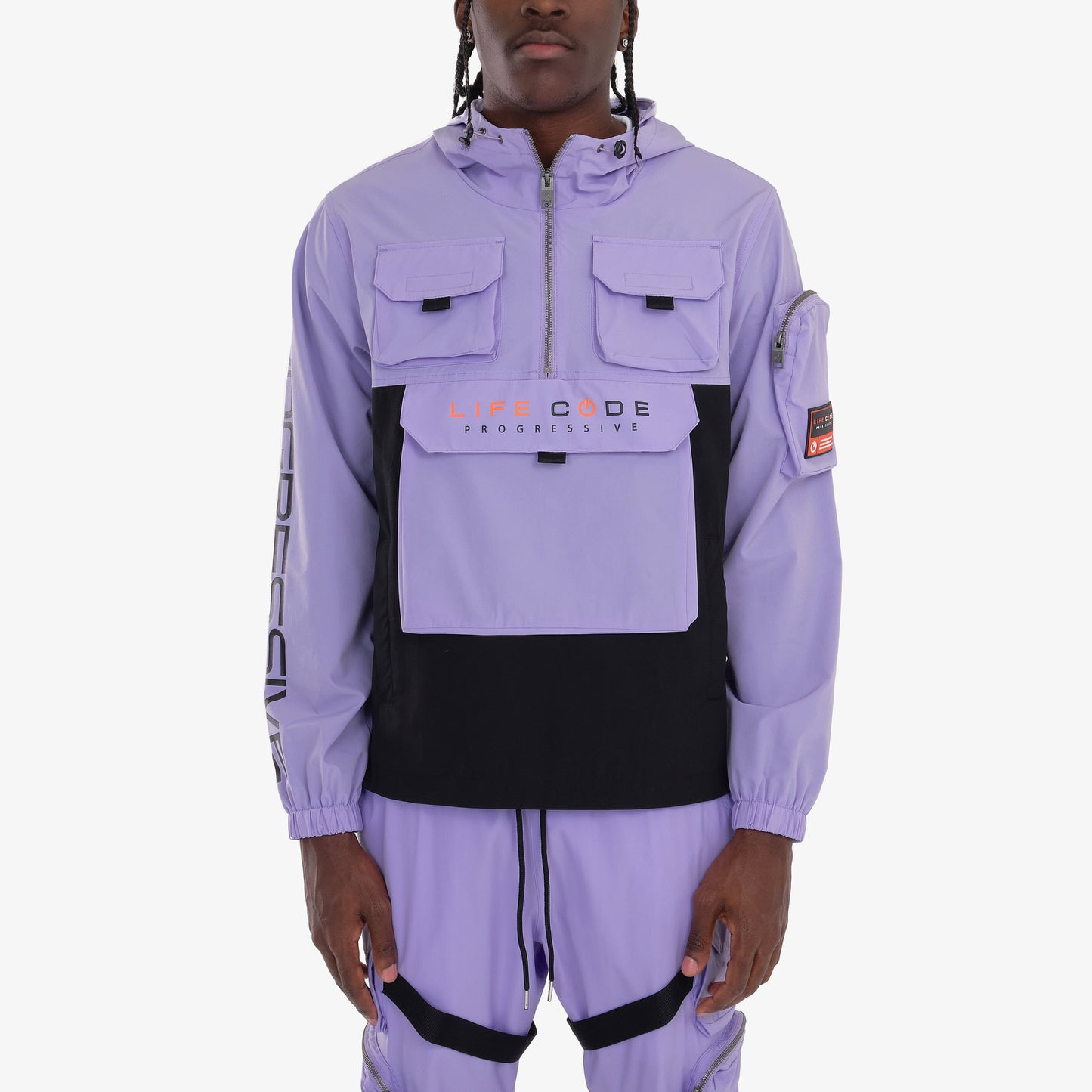 J03. LAVENDER / BLACK PULLOVER WINDBREAKER