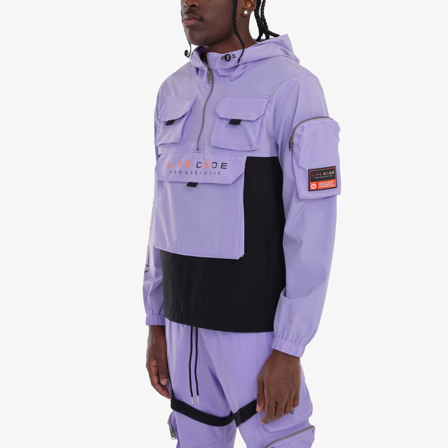 J03. LAVENDER / BLACK PULLOVER WINDBREAKER