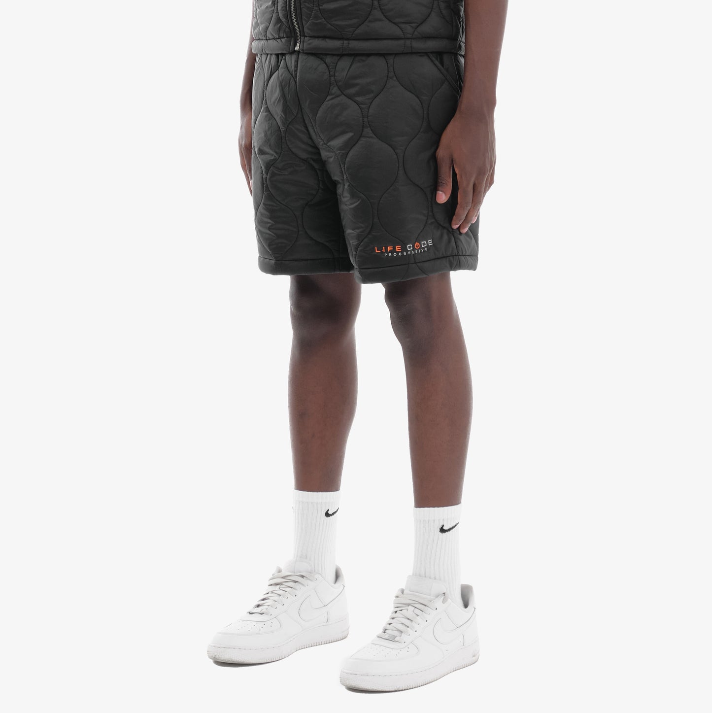 P62. BLACK QUILT SHORTS