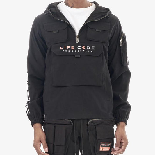 J03. BLACK PULLOVER WINDBREAKER