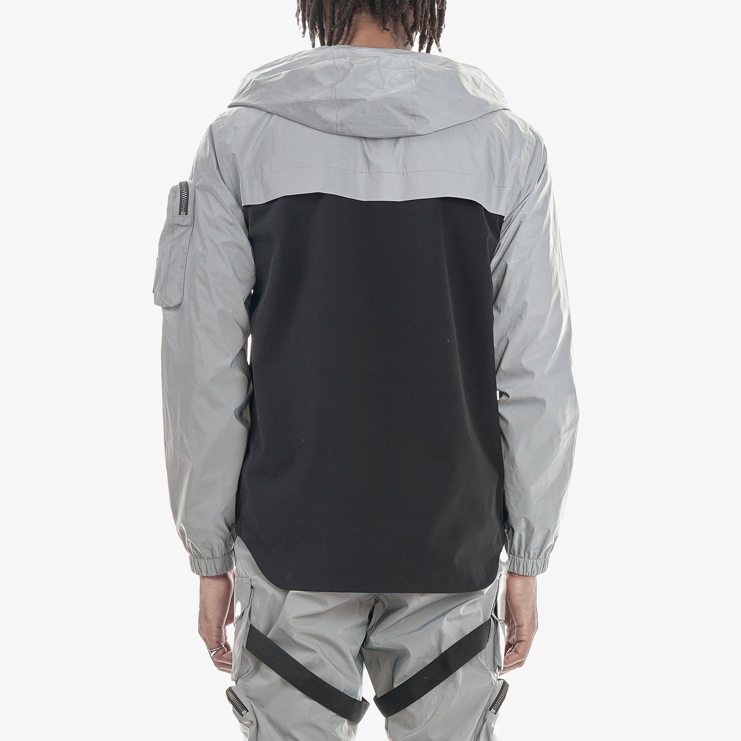 J03. SILVER (REFLECTIVE) PULLOVER WINDBREAKER