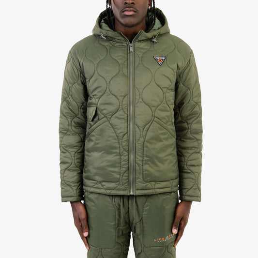 J61. OLIVE FULL-ZIP QUILT JACKET