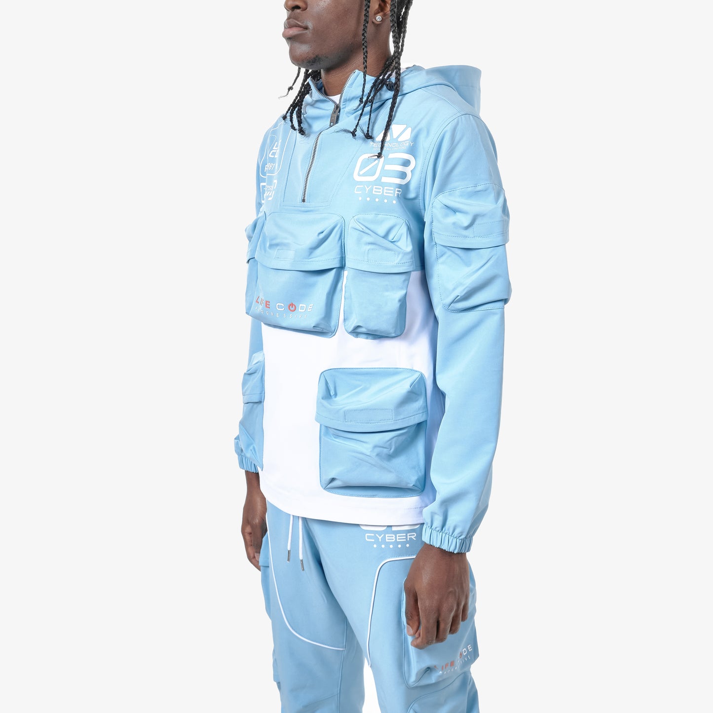 J20. LIGHT BLUE 3M PULLOVER WINDBREAKER
