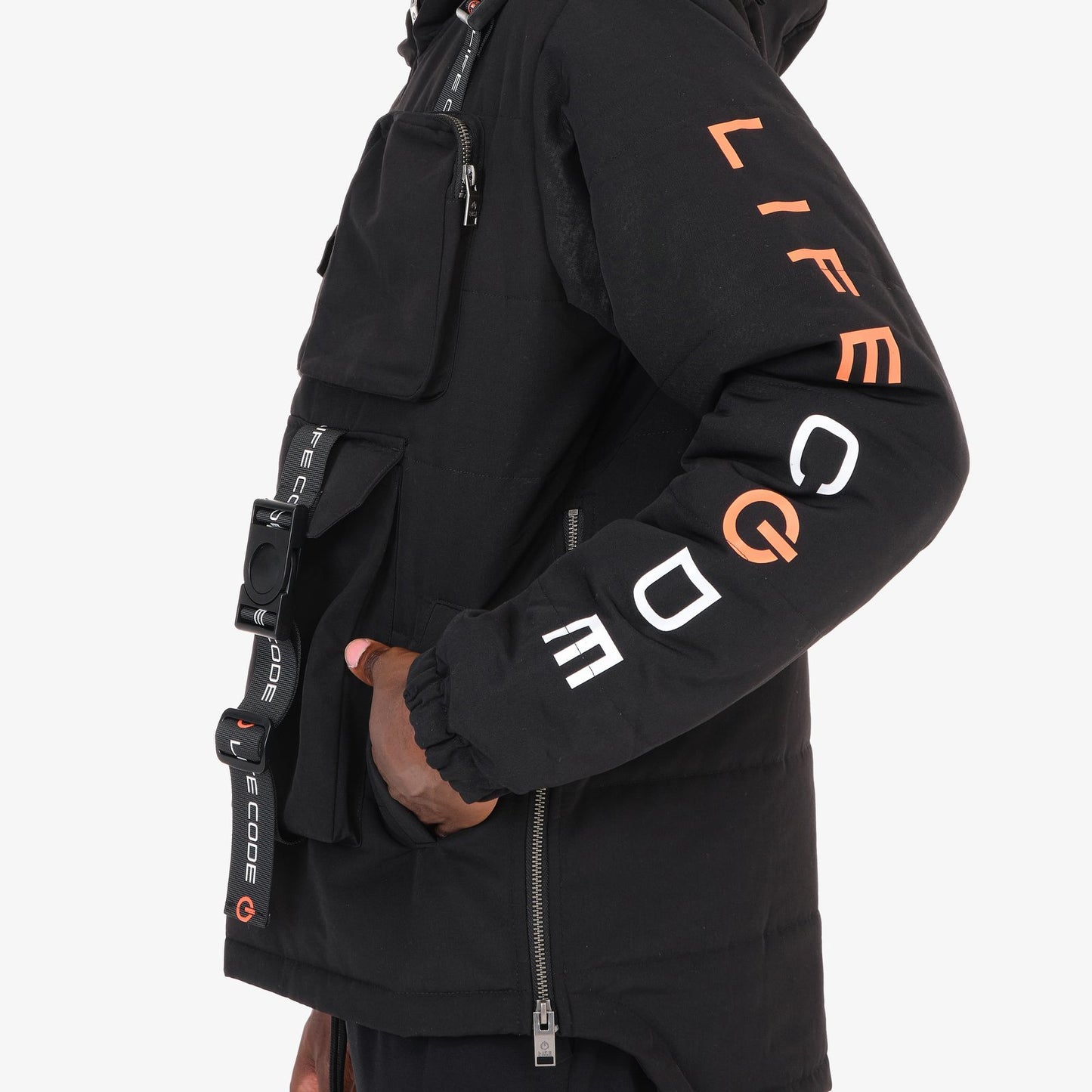 J10. BLACK PULLOVER JACKET W/ STRAPS