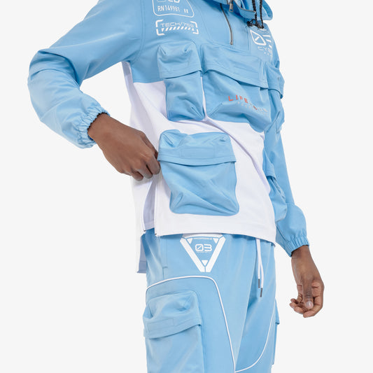 J20. LIGHT BLUE 3M PULLOVER WINDBREAKER