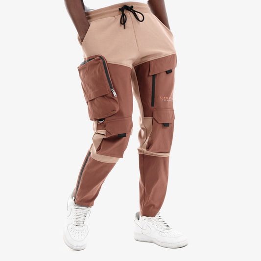 P32. MOCHA BROWN UTILITY TECH FLEECE PANTS