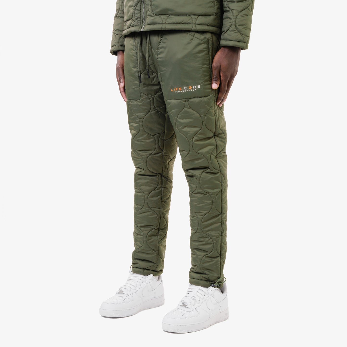 P61. OLIVE QUILT PANTS