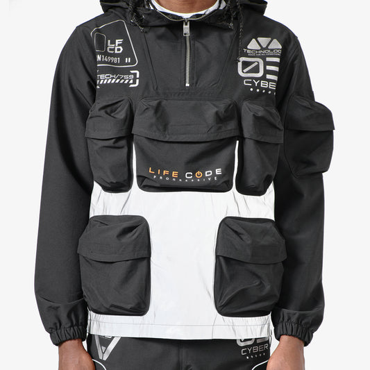 J20. BLACK 3M PULLOVER WINDBREAKER