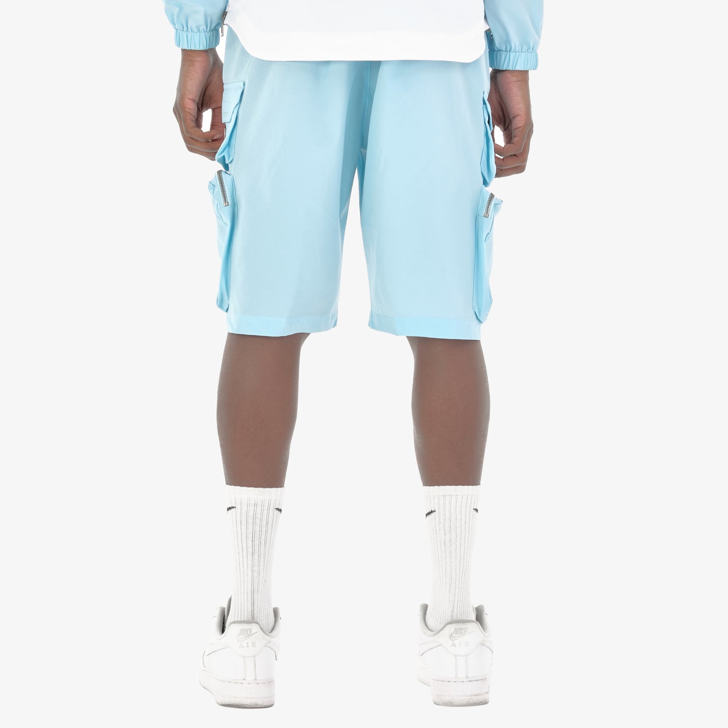 P51. LIGHT BLUE NYLON SHORTS W/ CARGO POCKETS