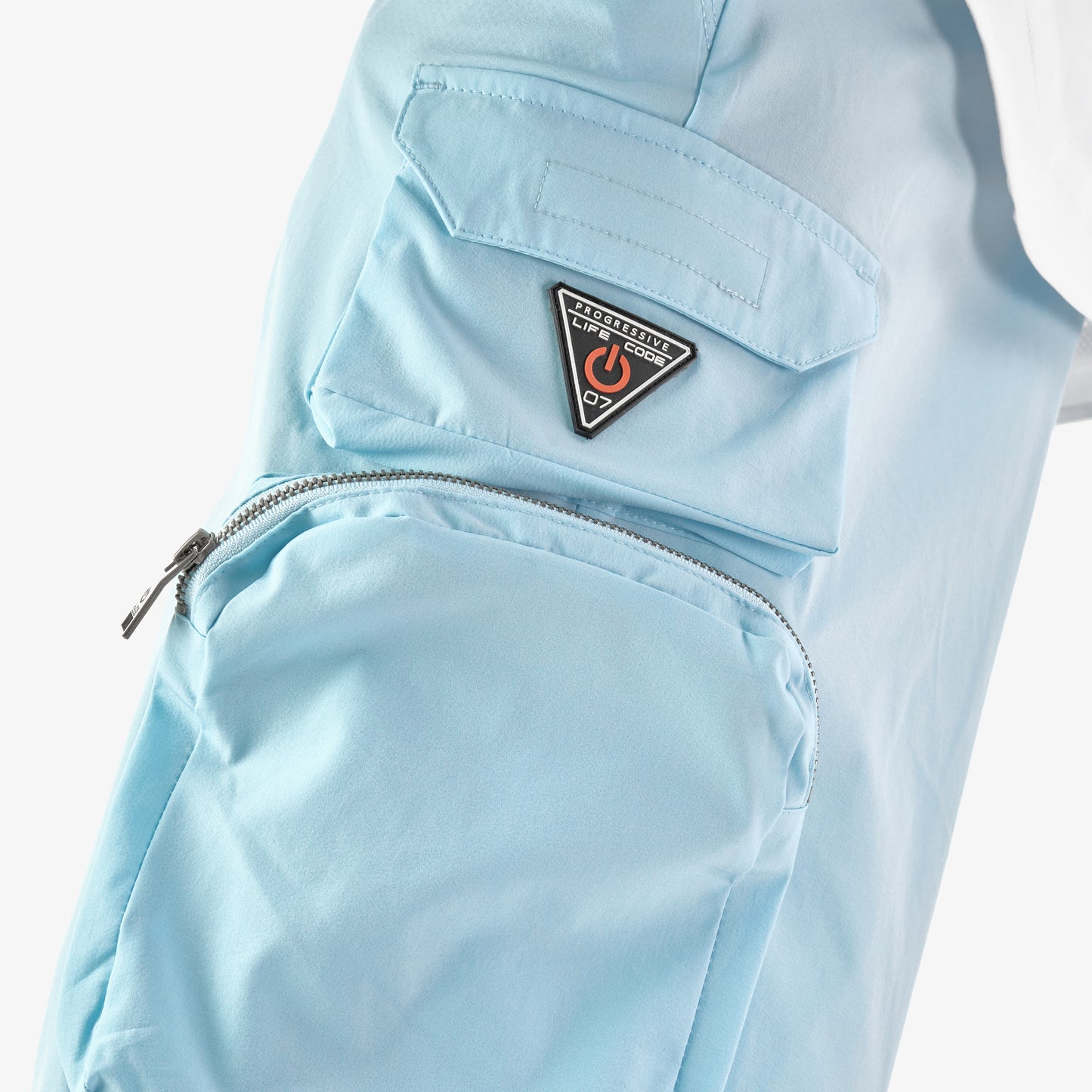 P51. LIGHT BLUE NYLON SHORTS W/ CARGO POCKETS