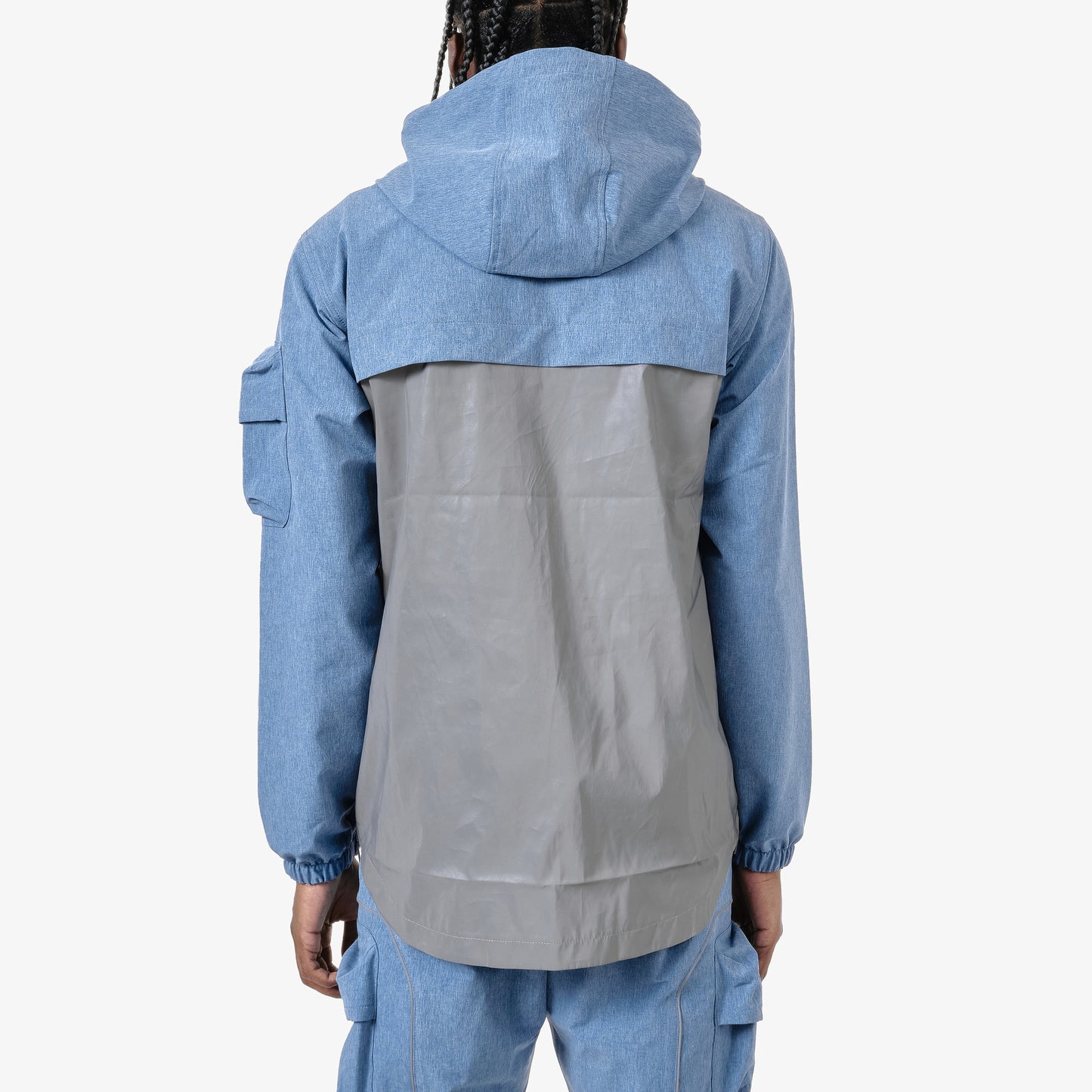J20. HEATHER BLUE 3M PULLOVER WINDBREAKER