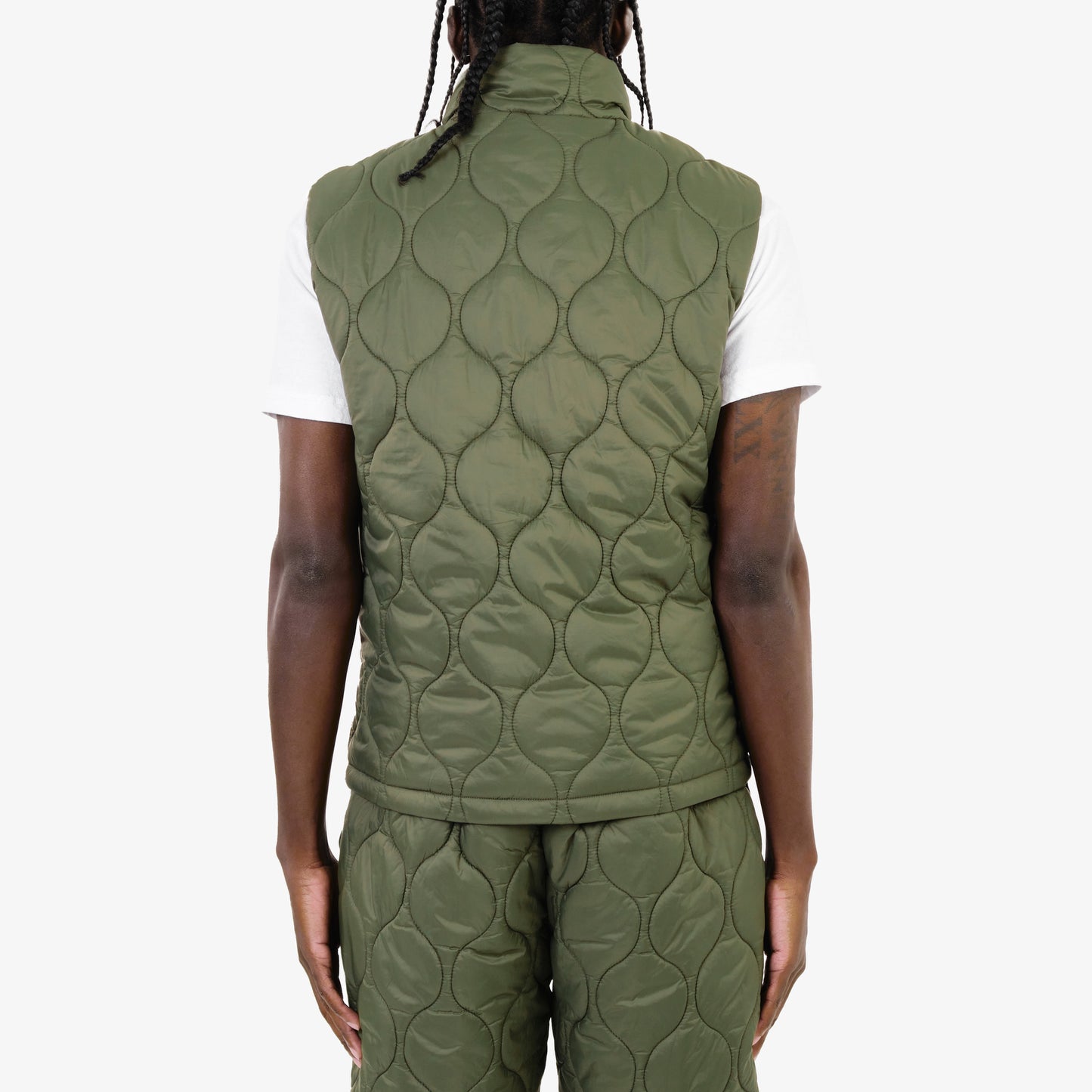 V62. OLIVE FULL-ZIP QUILT VEST