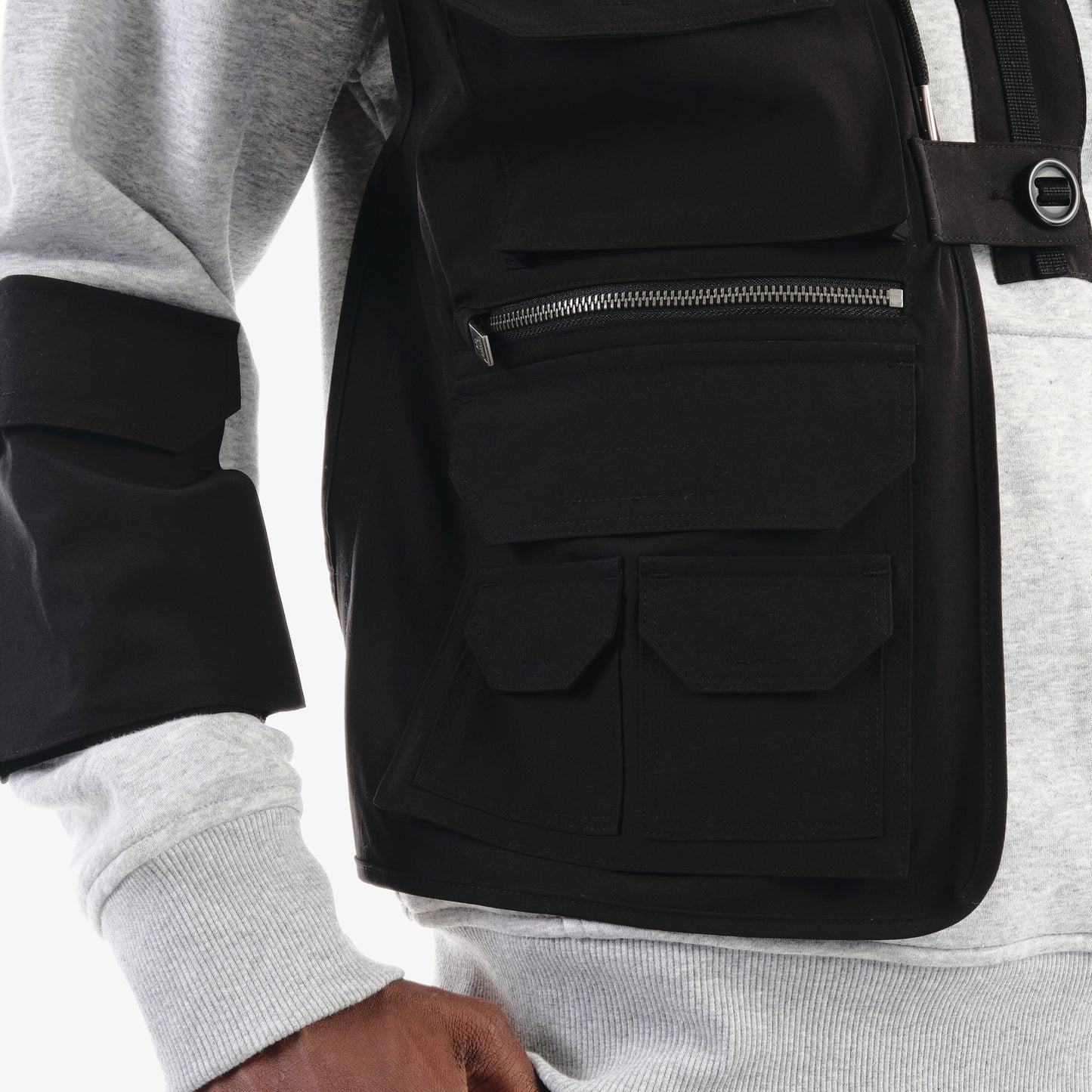 J35. BLACK / GREY UTILITY HOODIE