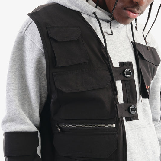 J35. BLACK / GREY UTILITY HOODIE