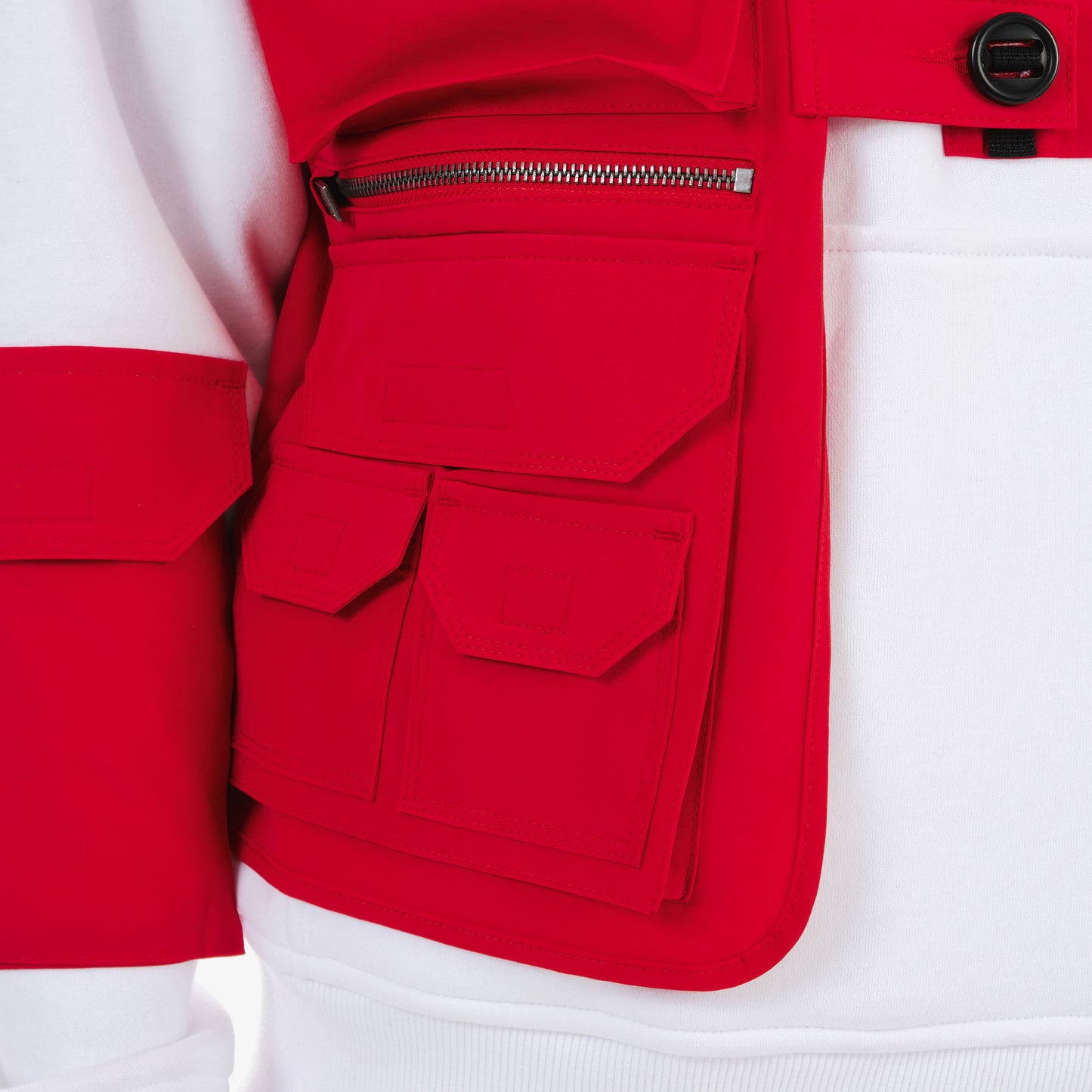 J35. RED / WHITE UTILITY HOODIE