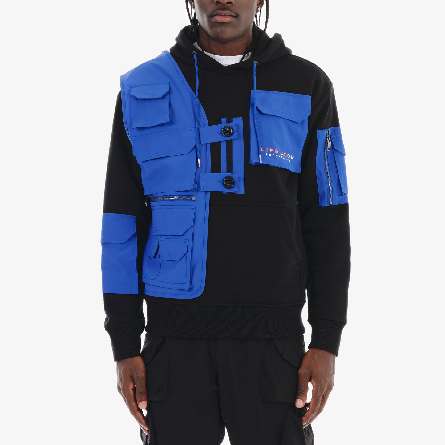 J35. ROYAL BLUE / BLACK UTILITY HOODIE