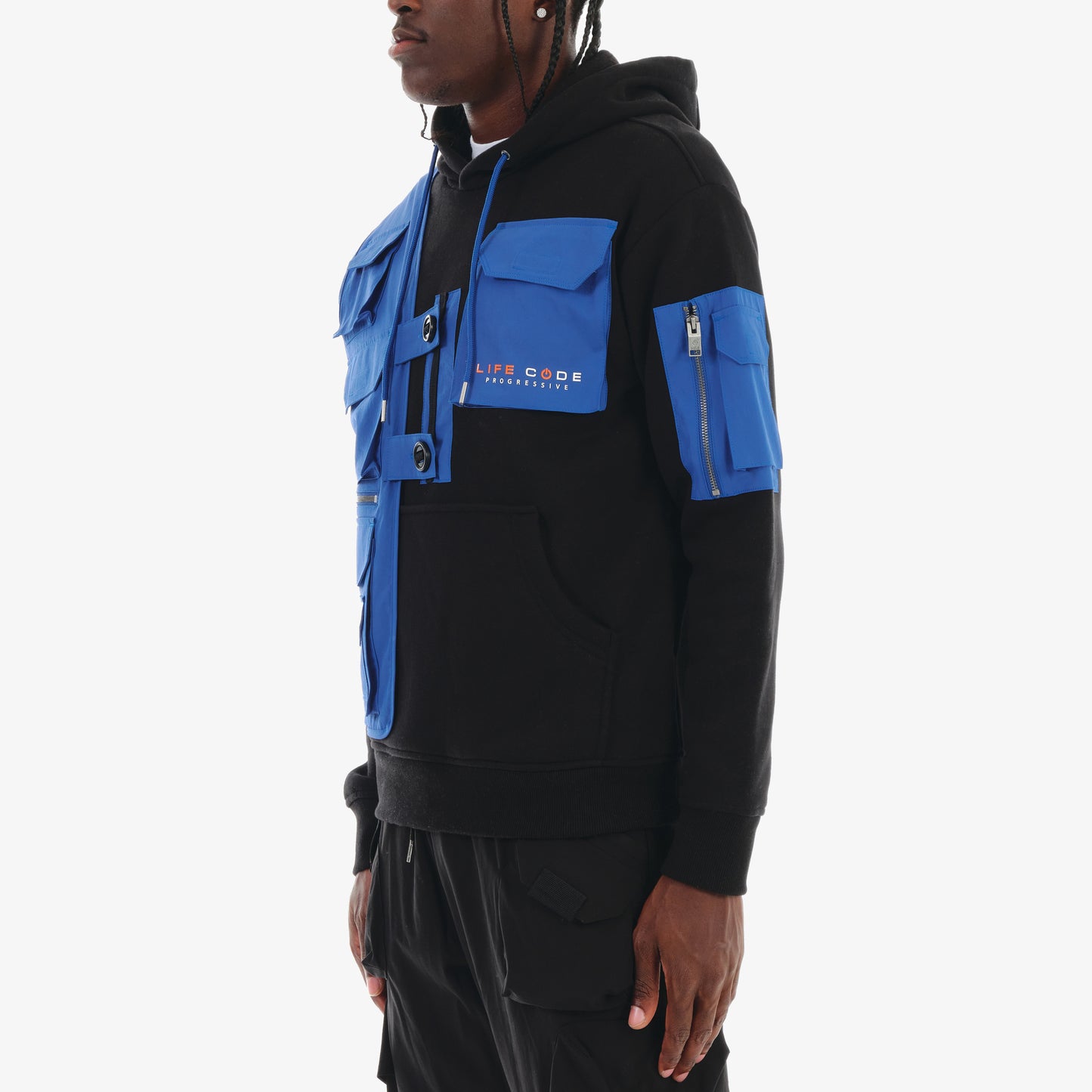 J35. ROYAL BLUE / BLACK UTILITY HOODIE