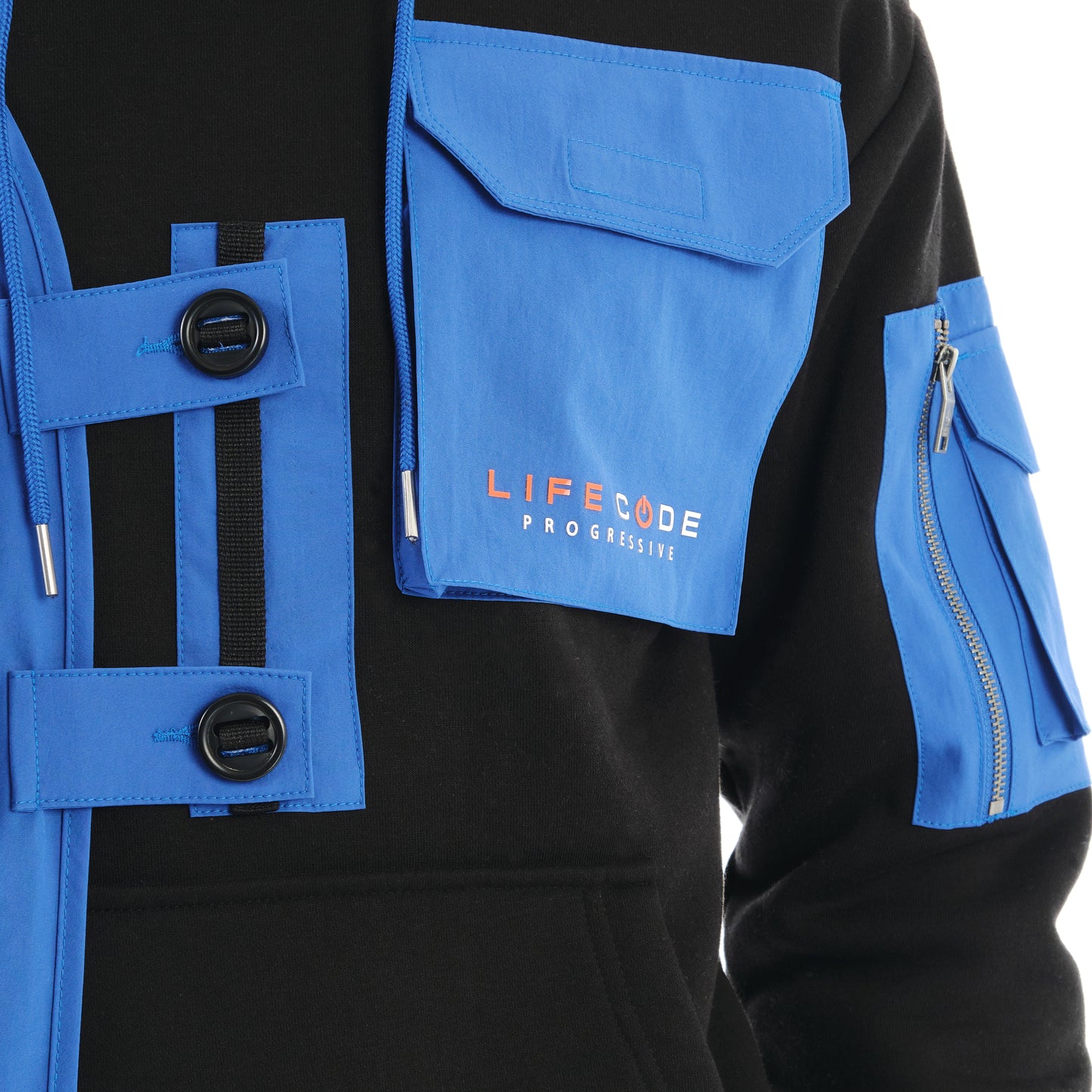 J35. ROYAL BLUE / BLACK UTILITY HOODIE