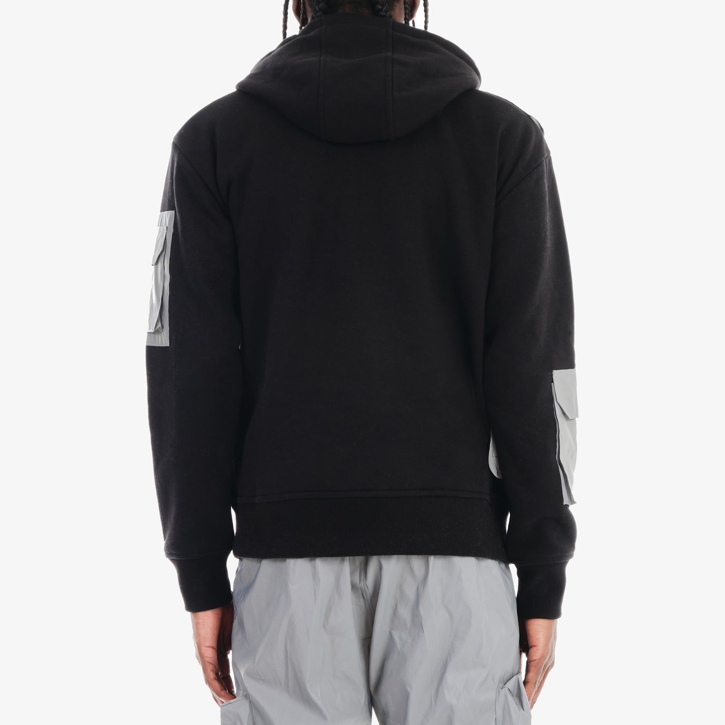 J35. REFLECTIVE SILVER / BLACK UTILITY HOODIE