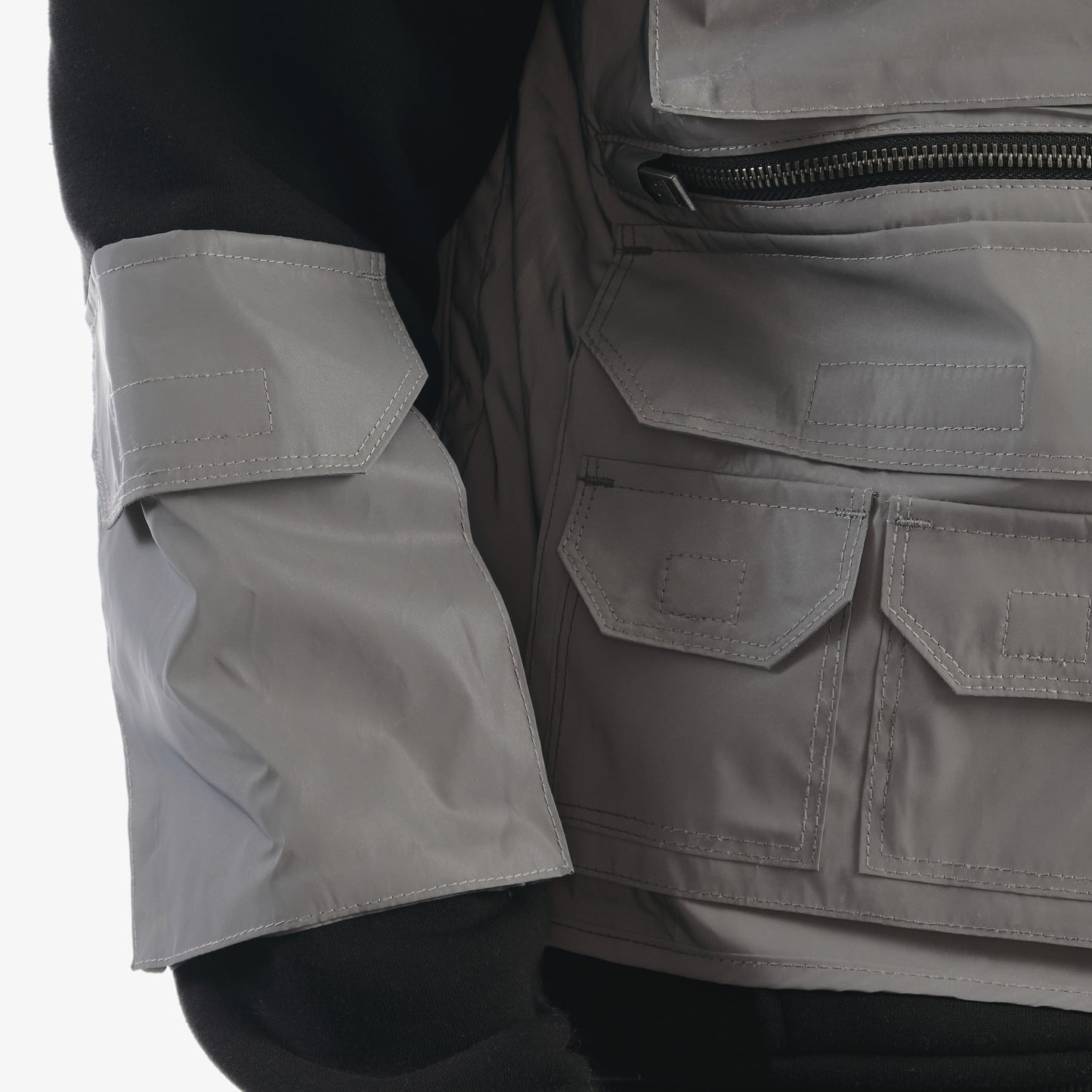 J35. REFLECTIVE SILVER / BLACK UTILITY HOODIE
