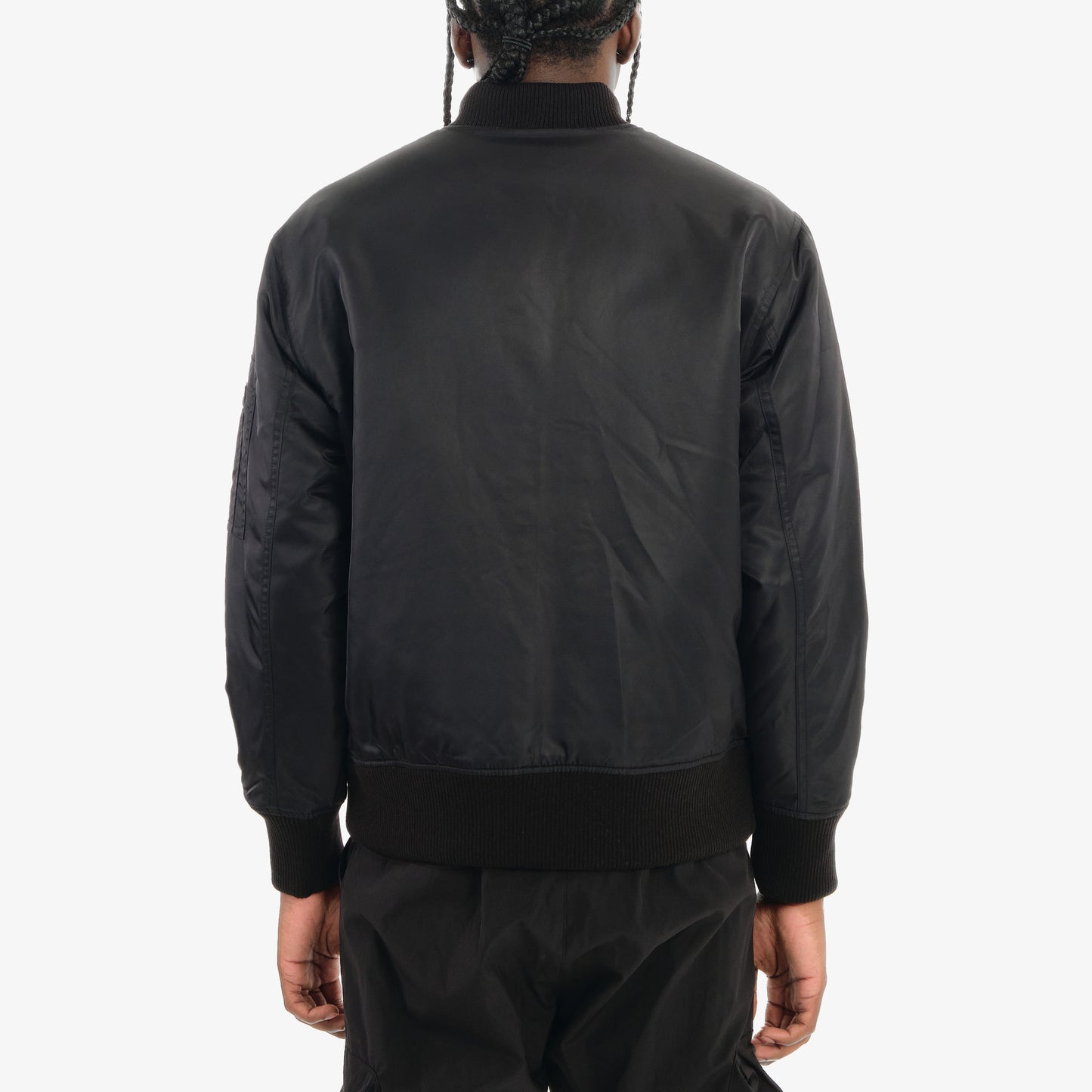 J40. BLACK UTILITY BOMBER JACKET