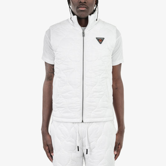V62. WHITE FULL-ZIP QUILT VEST