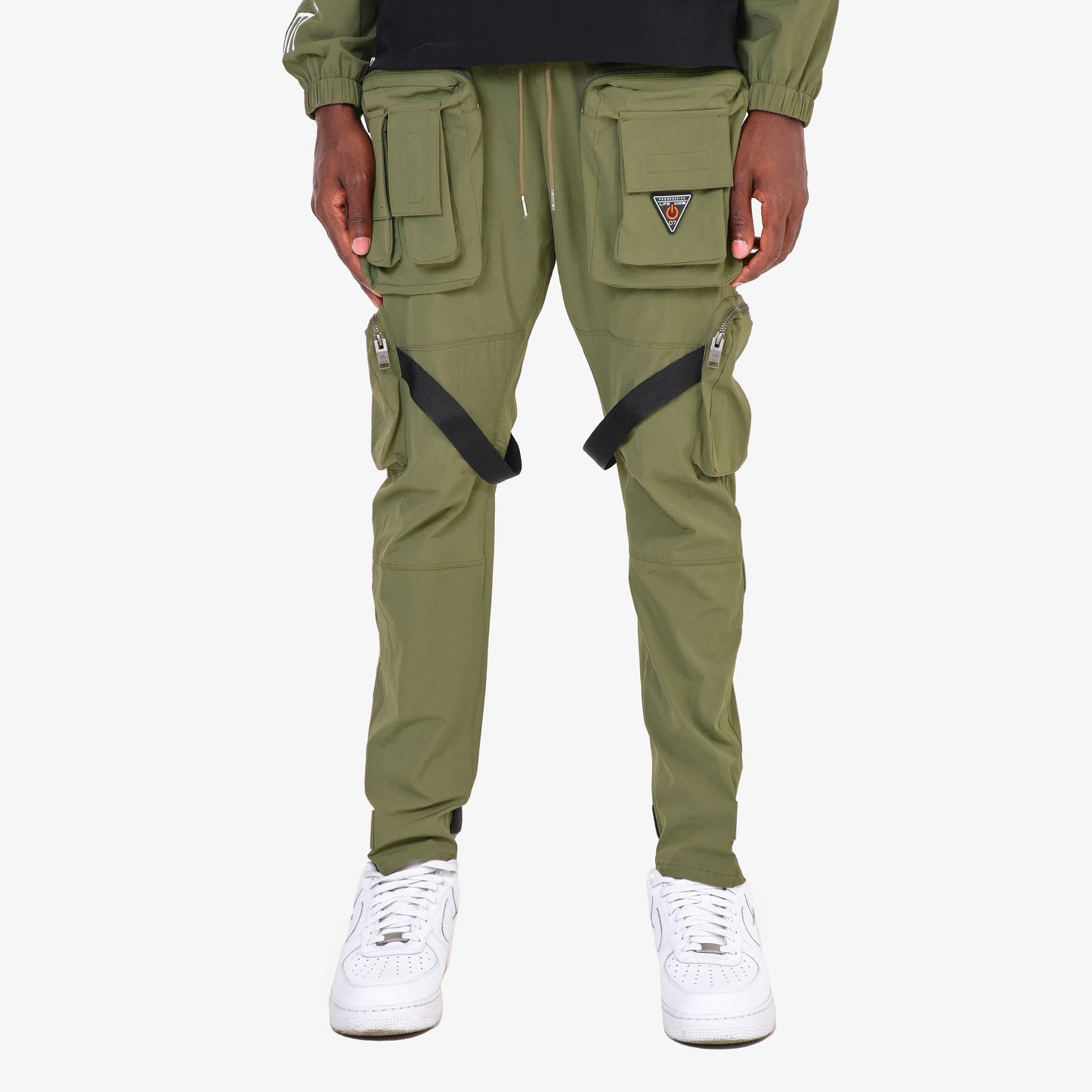 V2. OLIVE CARGO PANTS W/ STRAPS