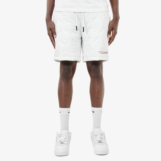 P62. WHITE QUILT SHORTS