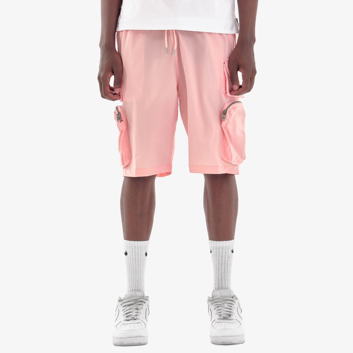 P51. PINK NYLON SHORTS W/ CARGO POCKETS