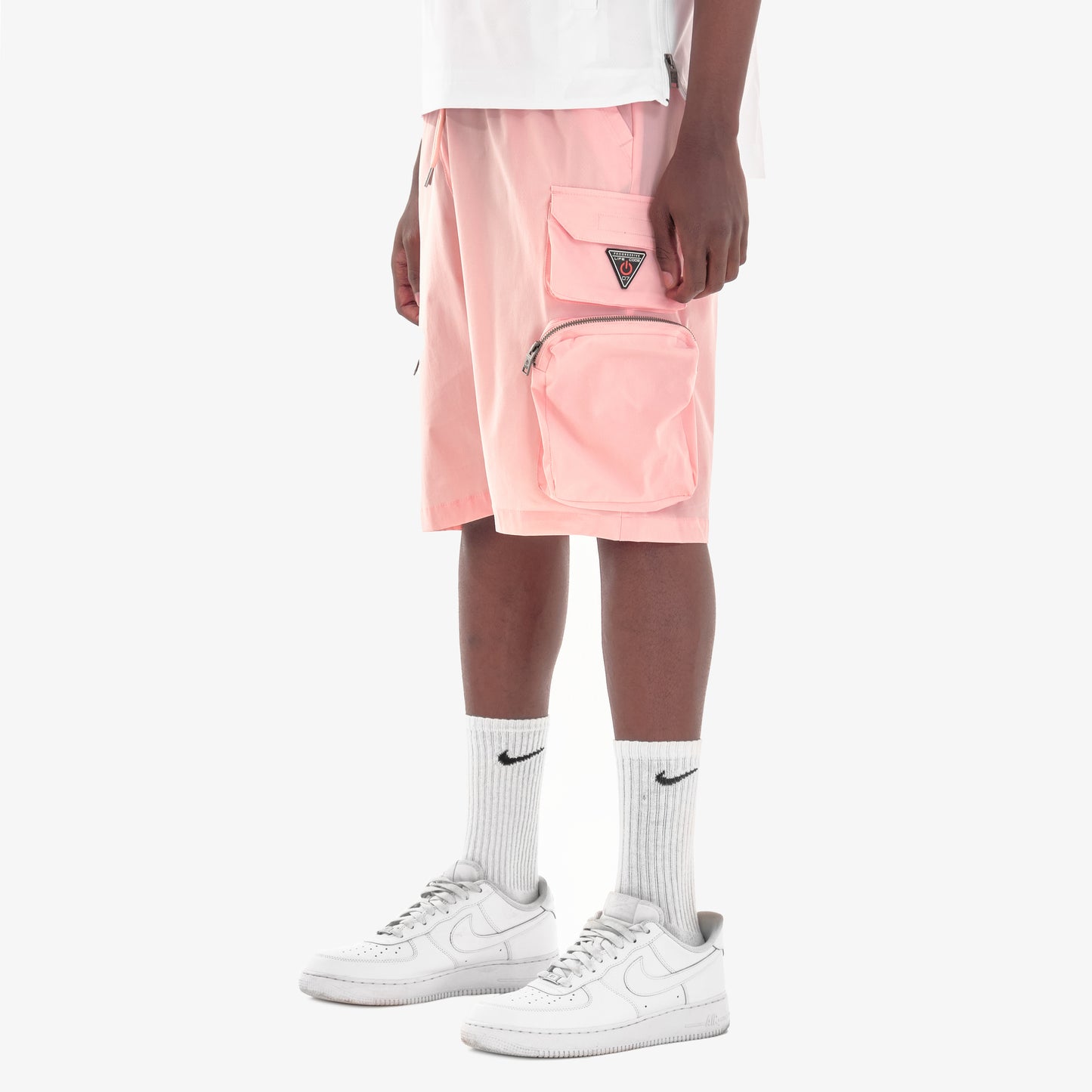 P51. PINK NYLON SHORTS W/ CARGO POCKETS