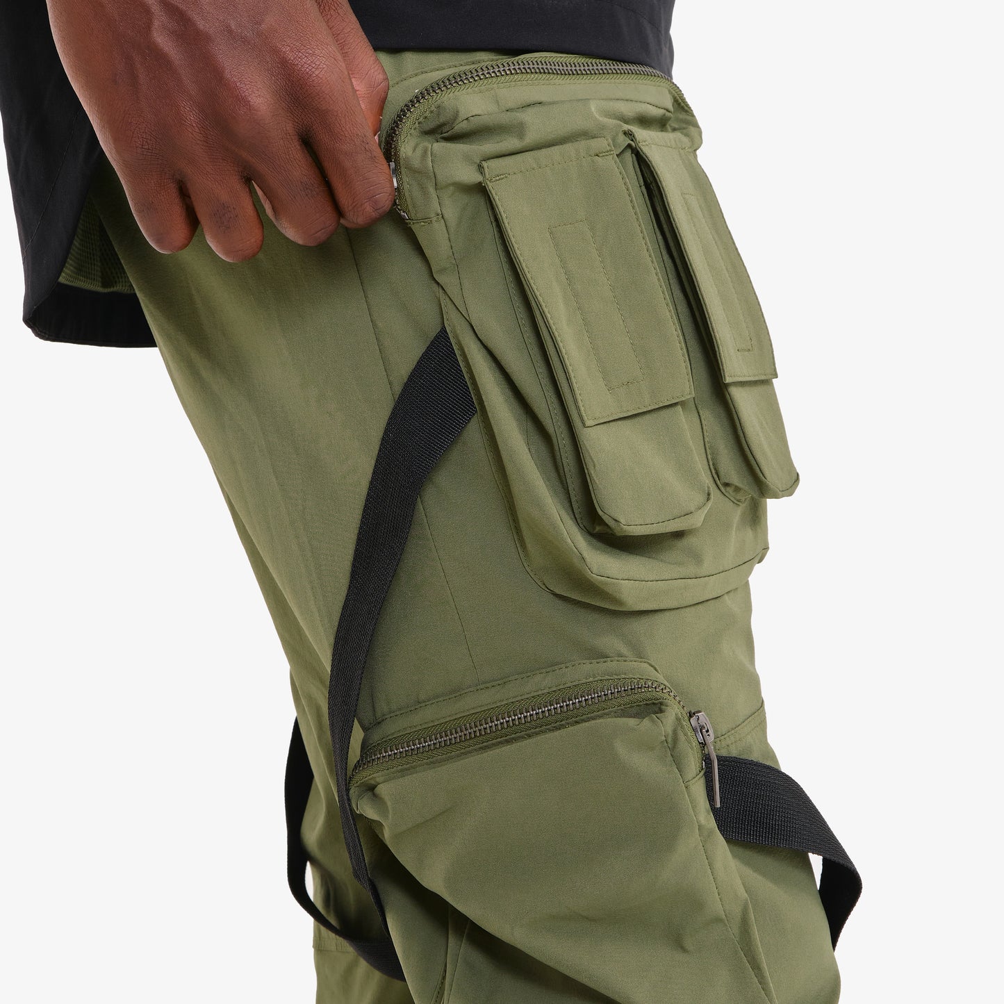 V2. OLIVE CARGO PANTS W/ STRAPS