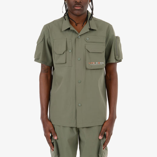 J62. OLIVE UTILITY BUTTON DOWN